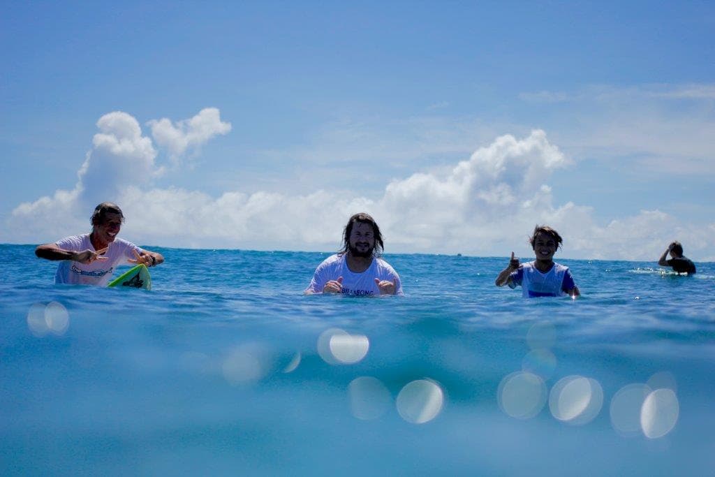 What's it like surfing with Mark Occhilupo and his 12-year-old son Jay?